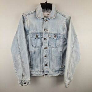 Fashion‎ Nova Men Light Wash Denim Jacket Tiger Embroidered Back Size Small S